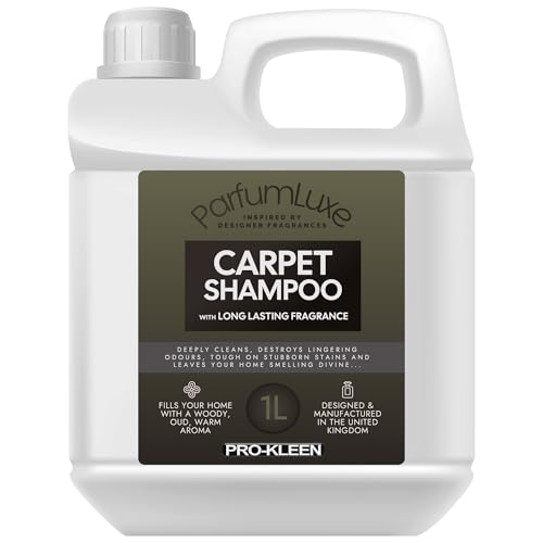 Pro-Kleen Parfum Luxe Carpet Shampoo 1L - Deeply Cleans, Removes Stains, Deodorises - Inspired by Designer Fragrance - Leaves a Long-Lasting Woody, Oud & Warm Fragrance