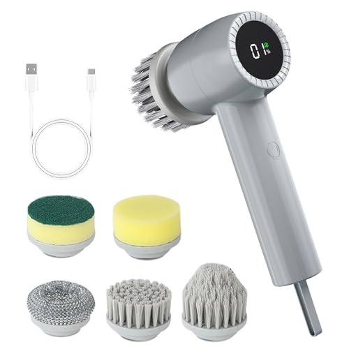 Smyeviva Cordless Electric Spin Scrubber, 5 Replaceable Brush Heads by Smyeviva - Used condition - CA$25.48