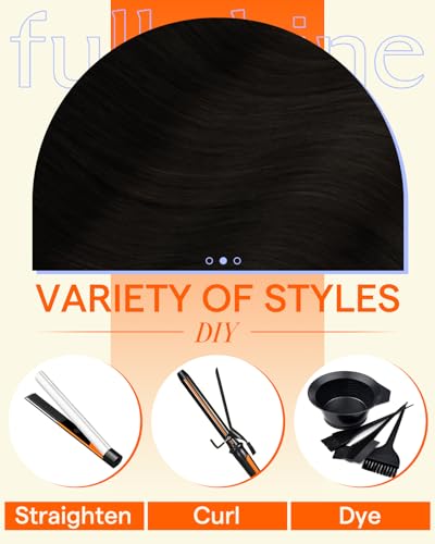 Image of Full Shine Invisi Edge Clip in Human Hair Extensions, Black 16 Inch 120g
