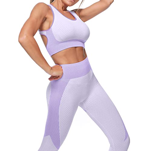 3pcs Seamless Outfit Workout Sets Gym for Women, Fitness Sports School Running Clothes Yoga Sportswear3