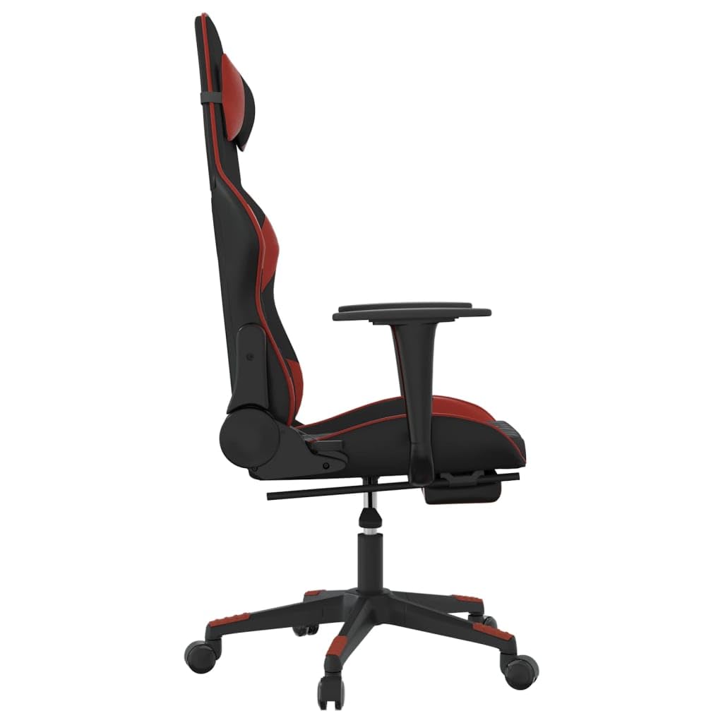 Gaming-Stuhl mit Massage Fußstütze Schwarz Weinrot Kunstleder ergonomisch wippfunktion Rückenlehne höhenverstellbar für Büros Homeoffice Jugend PC Esport