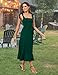 ROYAL MATRIX Women's Midi Dresses for Wedding Guest Semi Formal Dress for Cocktail Party Square Neck Split Bridesmaid Dress (Dark Green, Medium)