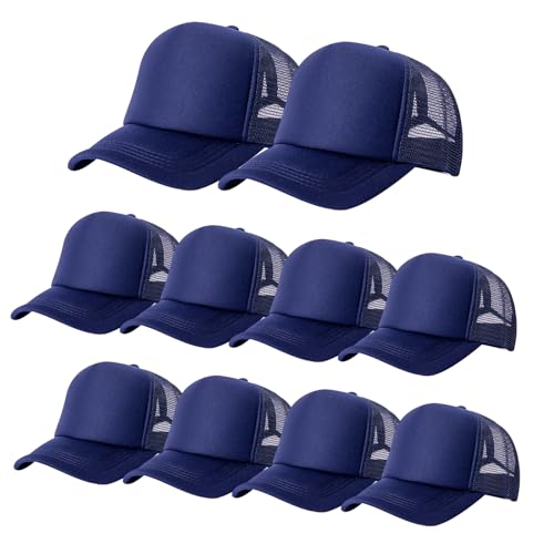 Image of 10 Pack of Blank Trucker Hat Bulk Mesh Cap Men and Women Baseball Cap DIY Graffiti Hot Stamping Duck Tongue Cap