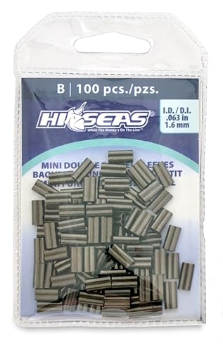 Hi-Seas Mini Double Barrel Copper Crimp Sleeves, 1.6 Millimeter Inside Diameter, 100-Pieces, Black