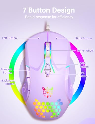 Ratón USB con cable ergonómico y óptico para PC y portátil con 4 DPI ajustables 3