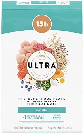 NUTRO ULTRA Senior High Protein Natural Dry Dog Food with a Trio of Proteins from Chicken, Lamb and Salmon, 15 lb. Bag