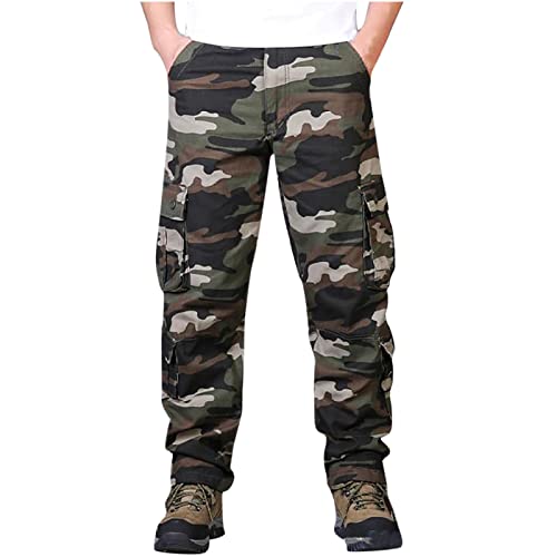 Men's Bootcut Camouflage Cargo Pants Classic Military Combat Army Trousers Outdoor Camo Hiking Athletic Relaxed Pants #TOP3