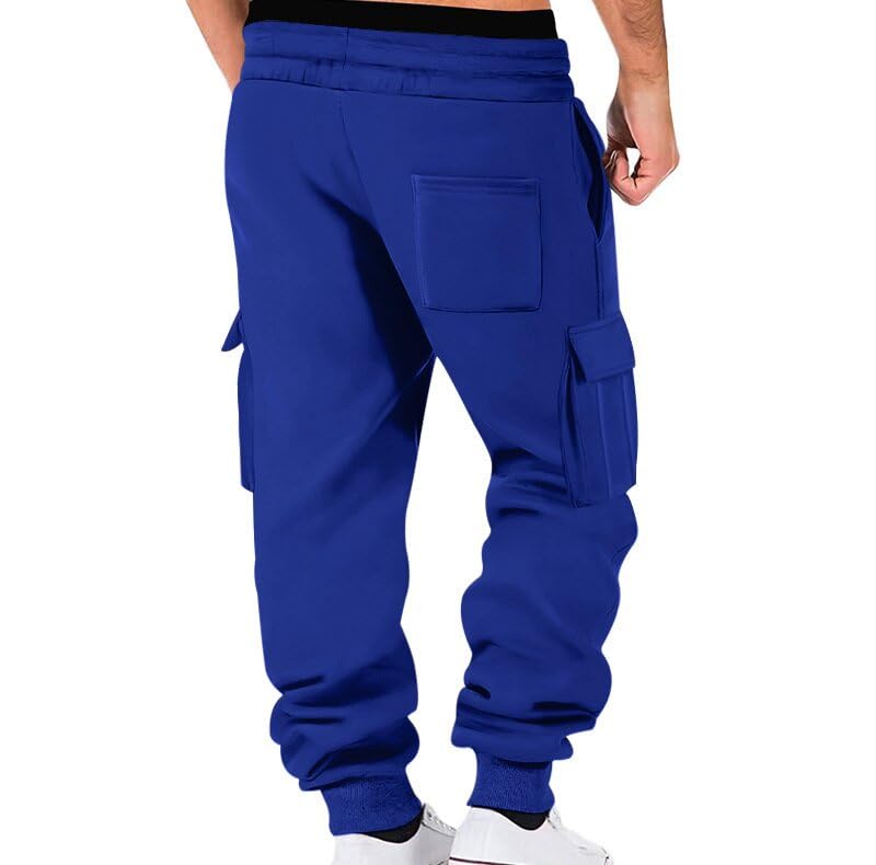 Mens Fleece Cargo Sweatpants Cargo Pants for Men Baggy Drawstring Jogger Pants Stretch Elastic Waist Pants with Pockets2