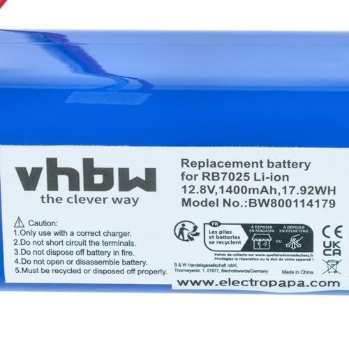 vhbw Akku kompatibel mit Severin Chill RB 7720, RB 7022 Home Cleaner Heimroboter (1400 mAh, 12,8 V, Li-Ion)