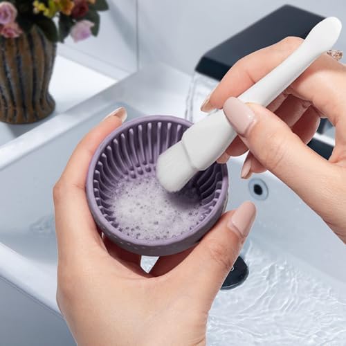 Silicone Makeup Brush Cleaner, Brush Cleaning Bowl, Portable Washing Tool, Cosmetic Brush Cleaner (Gray)
