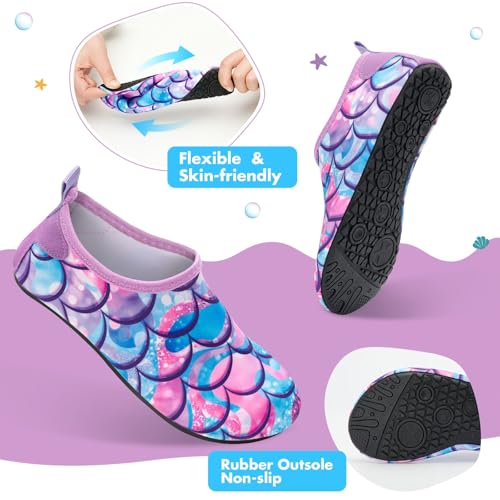 WAWSAM Kinder Wasserschuhe Mädchen Aquaschuhe Schwimmschuhe Schnell Trocknend Barfußschuhe Strandschuhe für Strand Pool