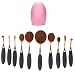Multi-function Oval Makeup Brushes 10pcs Fashionable Super Soft Toothbrsh Makeup Brush Set Face Powder Concealer Foundation Brush (Rose Gold Black) + Makeup Brush Cleaner Egg by Beauty Kate