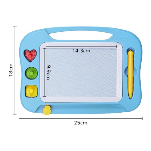 SGILE Zaubertafel Kinder Magnetische Maltafel, Bunt löschbare magnettafel mit Magnetstift und 3 Stempeln, Zaubermaltafel für Reise, Geburtstag, pädagogisches Geschenk für Kleinkinder,Hellblau