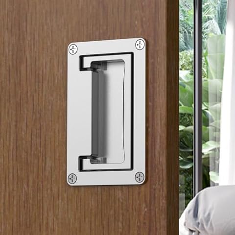 Robinsontool 4.3 inch recessed Door Pull Handle, The recessed Flush Pull Handle has Springs Inside it That Automatically Pull Back,Door Pull Handle Recessed Flush Pull Handle (1, Silver) Cover