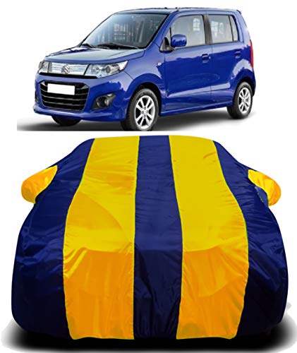 Image of Waterproof Car Cover with Ultra Surface Body Protection (Yellow Stripes) (Maruti Suzuki Stingray)