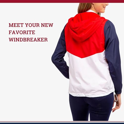 U.S. Polo Assn. Women Hooded Colorblocked Polar Fleece Lined Americana Windbreaker4