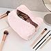 Sherpa Fabric Makeup Bag 6.7x4.7x3.7 Inch Fuzzy Travel Cosmetic Bag for Women, Plush Zipper Make Up Pouch Toiletry Organizer Fashion Christmas Valentine Gifts Portable Storage Bag Trendy Stuff (Pink)