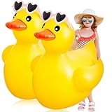 Hungdao 2 Pack 4 Feet Giant Inflatable Duck Huge Rubber Duck Large Blow up Ducky Inflatable Ducky Pool Float Summer Beach Swimming Pool Party Decoration(Sunglasses)