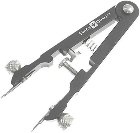 1.0mm & 1.4mm Watchmaker Tool Watch Metal Band Bracelet Leather Strap Reversible Fork Spring Bar Pliers 6825 Style Black for Rolex Tudor Omega Breitling Repair (Full Size, Black)