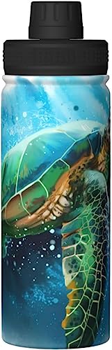 ウミガメ 水彩画 動物 亀柄 アニメ 水筒 真空断熱 保温 保冷 スポーツボトル 人気 ステンレスボトル スポーツ飲料対応 漏れない 直飲み530ml 男の子 女の子 おしゃれ 大人 子供 グッズ キャラクター 雑貨 zj199