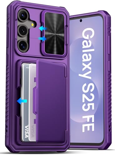 ATATOO for Samsung Galaxy S25 FE Case, Built-in Card Holder (3-5 Cards) & Slide Camera Cover & RFID Blocking, Military Grade Protection, Wallet Phone Cover Case for Galaxy S25 FE 6.7