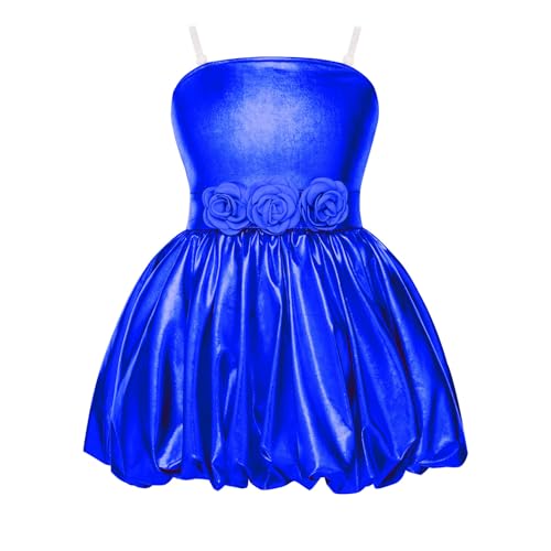 Robe scintillante filles concours beauté robe trapèze pour danser au club 9-10 ans blue
