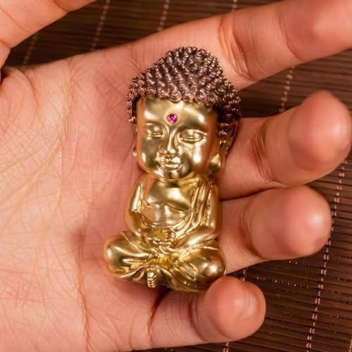 Statuette bouddhiste cuivre ornement Bouddha compact solide de bureau - 8