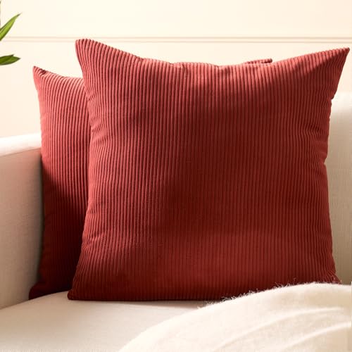 Image of Encasa XO Corduroy Cushion Covers, Boho Pillow Covers, No Inserts Brown