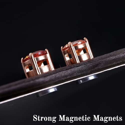 Florideco 5Pairs Stainless Steel Magnetic Earrings for Men Women Non-piercing CZ Hypoallergenic Round Square Teardrop Faux Diamond Halo Magnetic Stud Earrings Set3