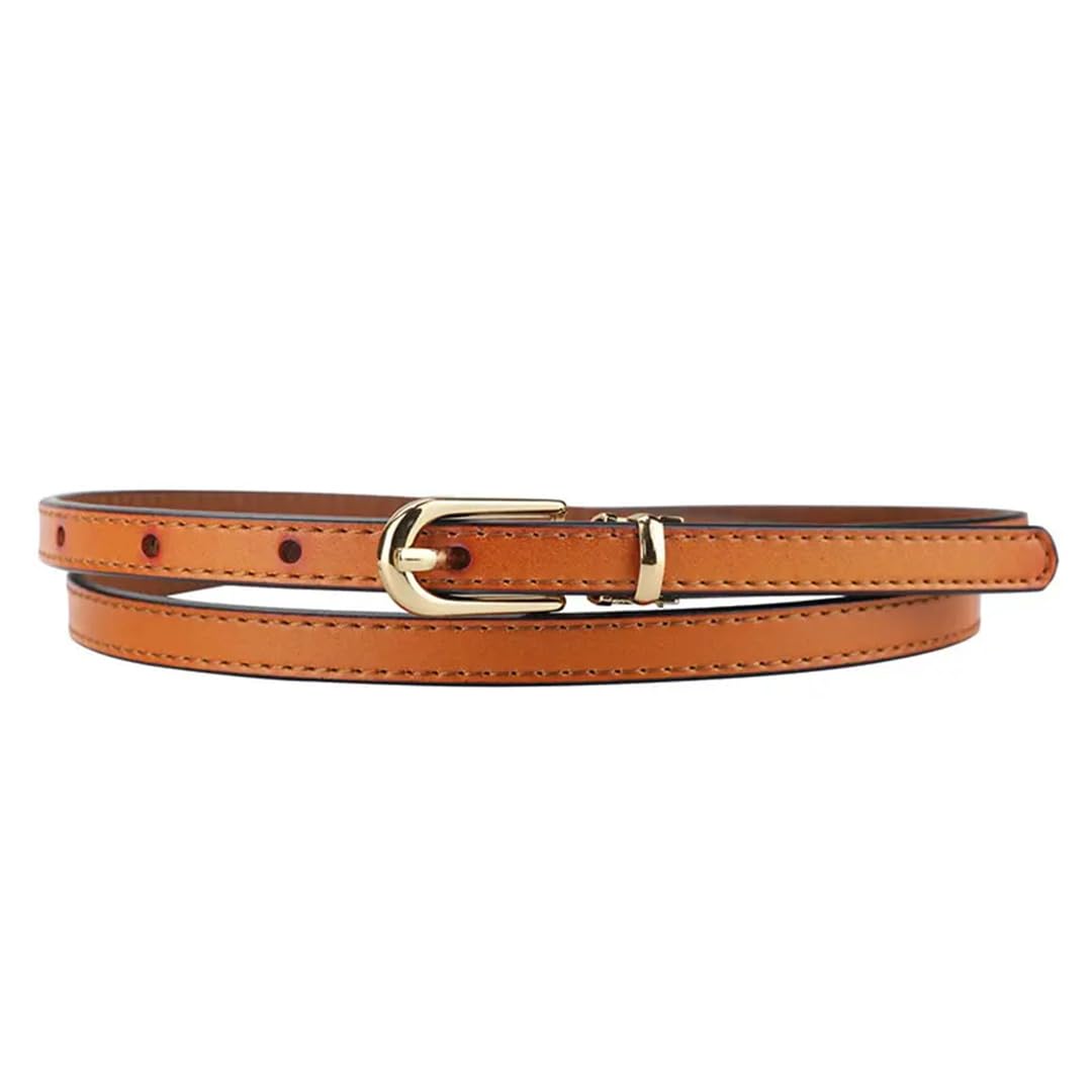 Cinturón fino de piel auténtica con hebilla de aleación para mujer, para jeans, vestidos, pantalones