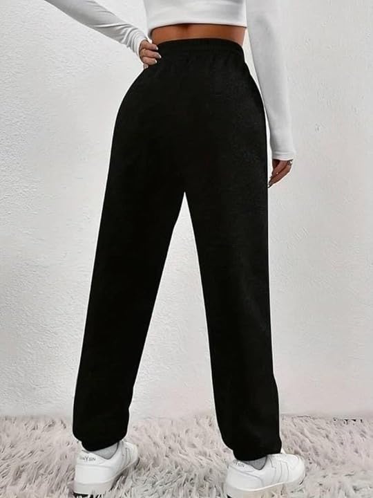 Image of Women?s Relaxed Fit Black Track Joggers ? High Waist with Pockets for Sporty & Casual Look