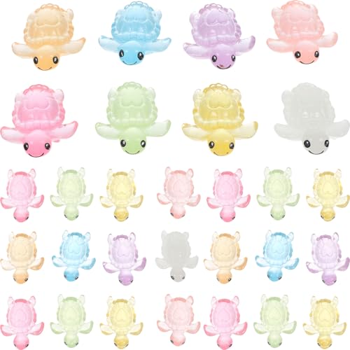 TOYMYTOY 32個 夜光ミニカメフィギュア リアルでかわいいデスクトップ飾り 暗闇で光るマイクロ風景用レジン置物 園 ドールハウス ケーキデコ