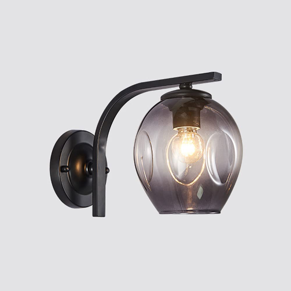 SXWNBIFH 1-Light Vintage Home Metal Arm Wall Sconces American Industrial Glass Lampshade Wall Mounted Lamps Gradient Colors Study Book Wall Light Fixture E27 Base Wall Lamp