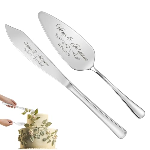 Set Coltello E Spatola Per Torta Matrimonio - Acciaio Inossidabile, 2 Pezzi, Argento - Foto 7