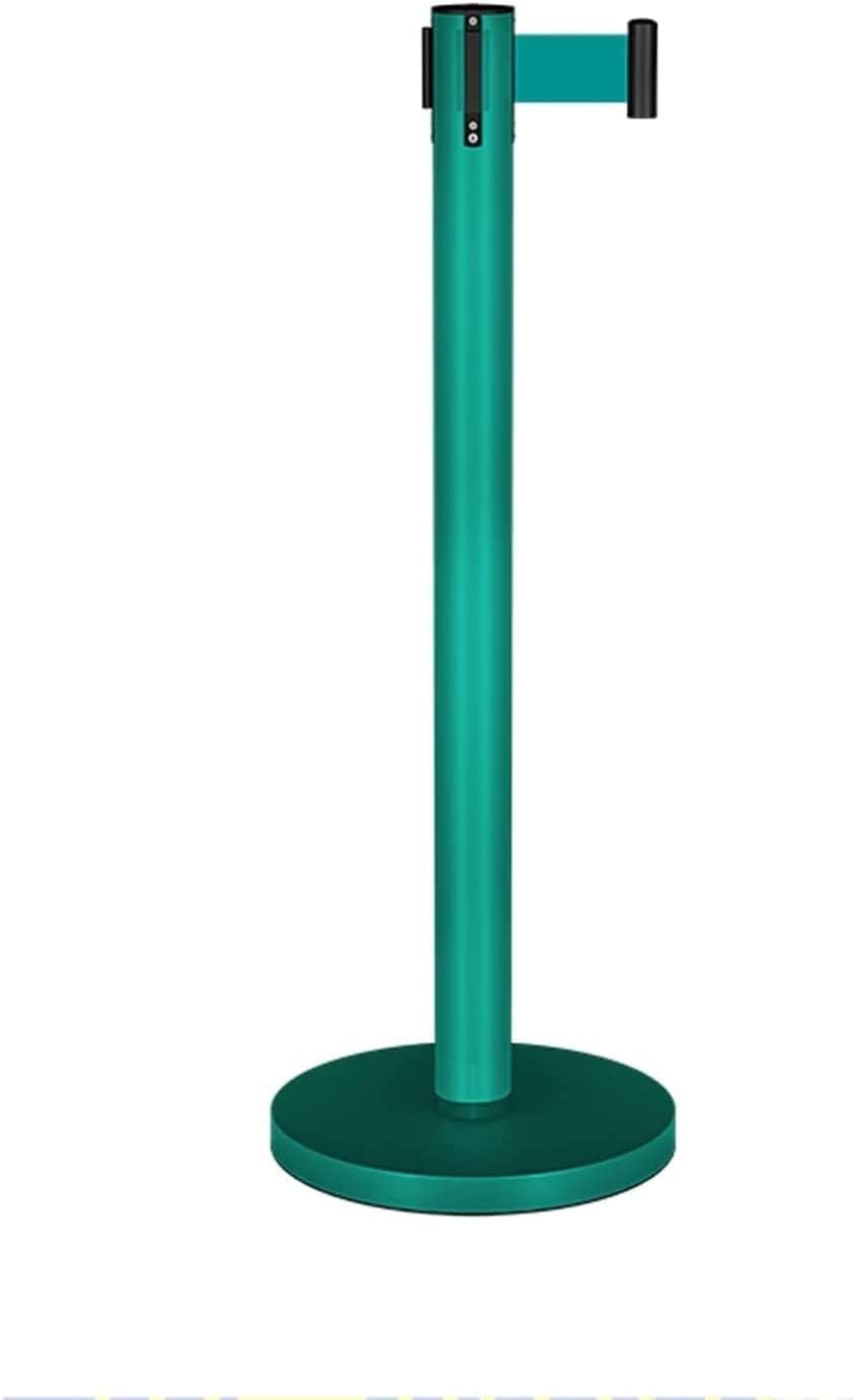 Aioneer Barrier Belt Crowd Control Stanchion Post Retractable Belt Barrier Stanchions Railing Heavy Duty Isolation Belt Fence For Museum, Factory, Cinema-Green-5m