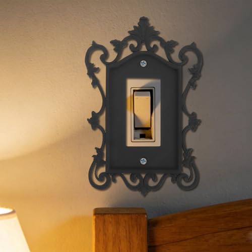Placa de interruptor de luz estilo gótico negro SHOWERORO de plástico resistente 2 unidades 7