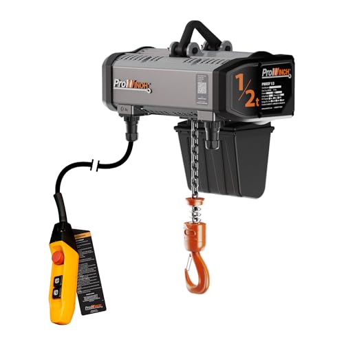 Prowinch 1/2 Ton Electric Chain Hoist with Two-Speed Operation, 208~240V, Three-Phase (3ø) 60Hz, 13ft G100 Nickel Chain, Rated for Heavy Duty H4/M5 Applications