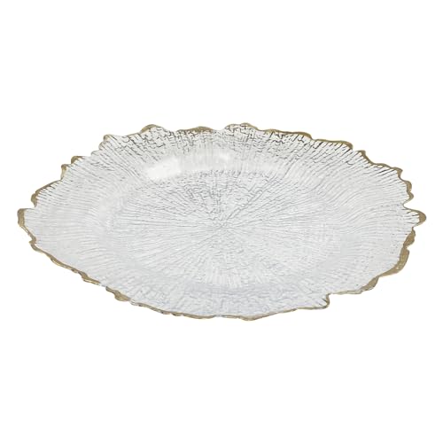 Platos base transparentes con borde dorado 25 pzas 13 pulg miniatura 5