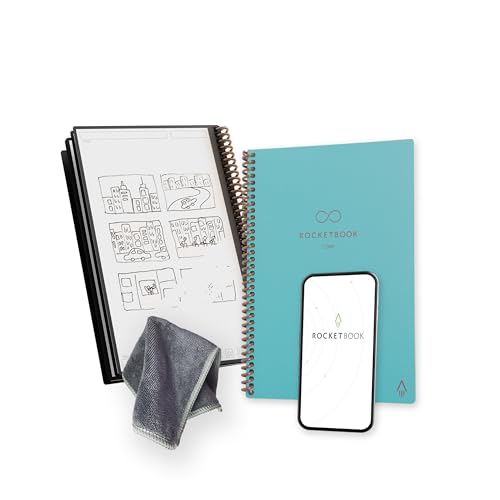 Rocketbook Core Cuaderno Espiral Reutilizable, Tamaño A5, 15 cm x 22,4 cm, Turquesa...