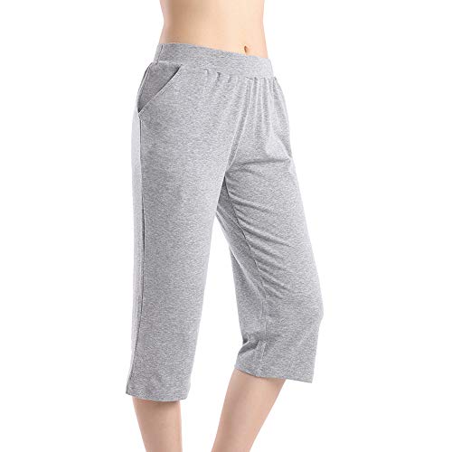 Image of QingWan Womens Shorts with Pockets Elastic Waist Spandex Athletic Short Capri Pants Yoga