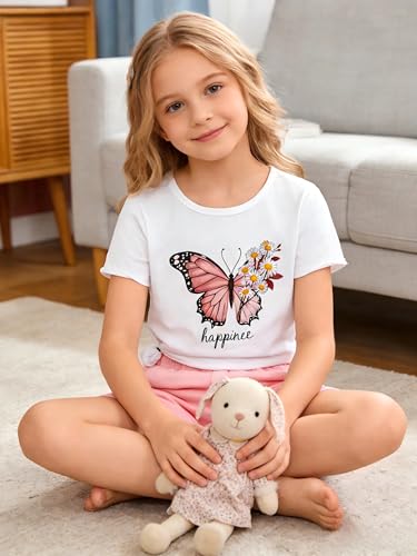 Image of KIDLAGA Girls Two Piece Sets Cherry Pattern Short Sleeve Shirts and Shorts Set With Pockets Girls Summer Outfits Size 7-14