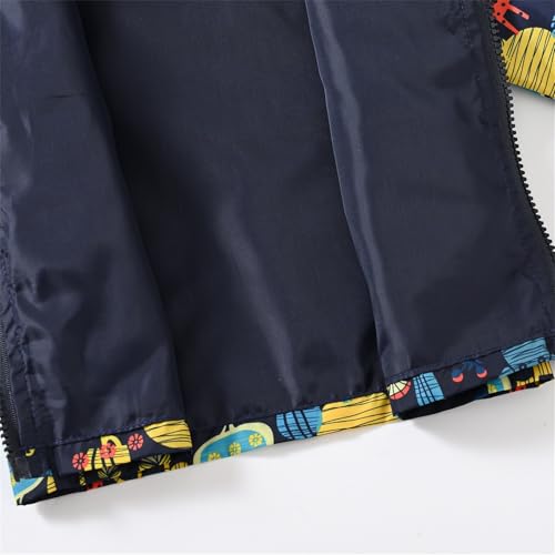 Kids Girls Waterproof Windbreaker Jacket Hooded Long Sleeve Full Zip Up Hoodie Boys Cool Print Lightweight Coat4