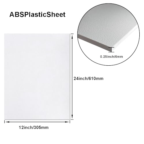 Image of 1 /4 inch Thick, ABS Plastic Sheet - 12 inch X 24 inch Thin Rigid Plastic Sheet,White - DIY Projects,Plastic Repair,Ideal for Signage, Displays, and Digital /Screen Printing (Matte & Textured) 1-Pack