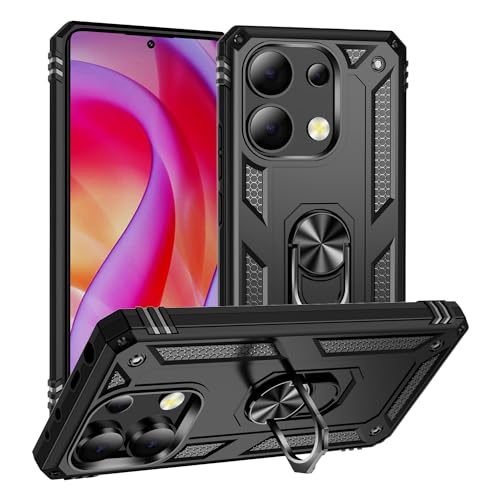 �P�[�X �Ή��@�� for Redmi Note 13 Pro+ / Note 13 Pro Plus 5G [Hard PC+TPU] 2 in 1 �J�[�}�E���g �}�O�l�b�g�����O �L�b�N�X�^���h �J�o�[ Black