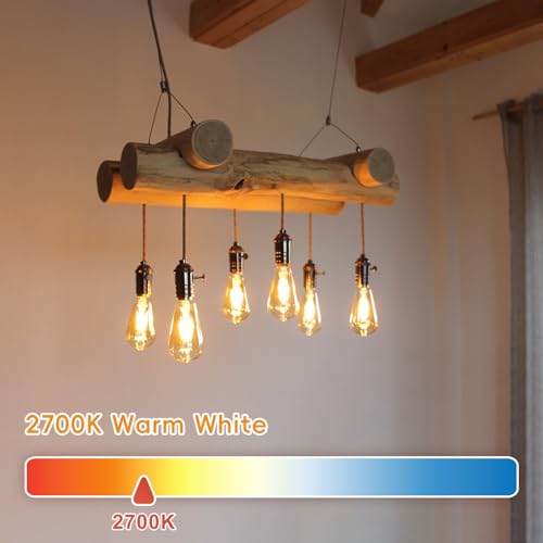 Image of Jensense Edison Bulbs E26 LED Bulb 60 Watt Equivalent, Vintage LED Light Bulbs CRI90+ ST19, Dimmable Clear Light Bulbs (2700K Warm White, 6watt-4 Pack)