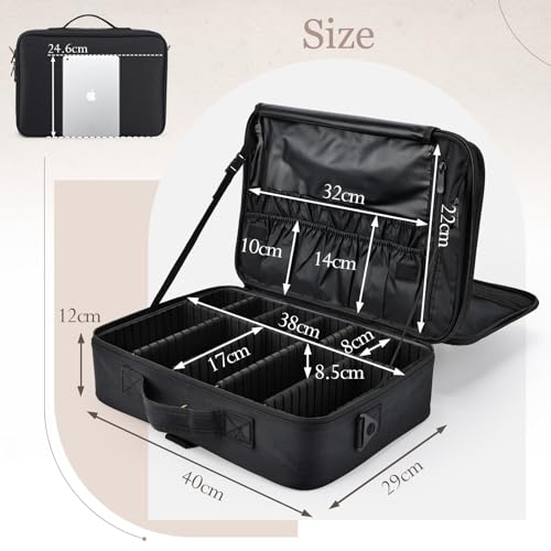Make up Koffer Kosmetikkoffer Make up Tasche Groß Kosmetiktasche Schminktasche Schminkkoffer Make up Organizer Make up Bag Beauty Case Friseurtasche,Schwarz