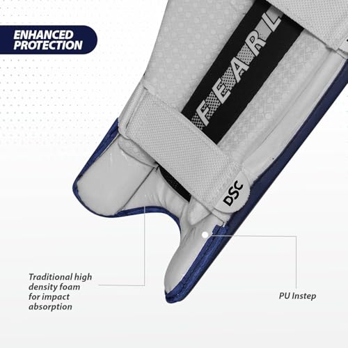Image of DSC Pro X Cricket Batting Legguard | Material: Polyurethane | Lightweight & Flexible | Enhanced Durability | PVC Instep | Offer Exceptional Longevity | Color: Navy Blue | Size: Mens RH