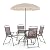 Flash Furniture Nantucket 6-Piece Patio Dining Set with Glass Table, 4 Folding Chairs, and Umbrella, Outdoor Patio Set, Brown