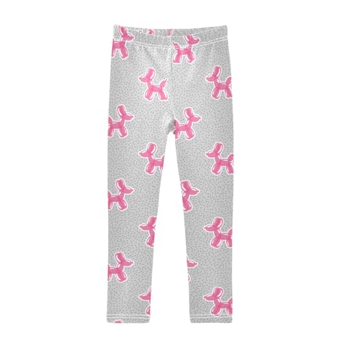 Pink Dogs Balloon Girls Leggings,Workout Leggings for Girls Toddler Athletic Leggings Size for 3-10T