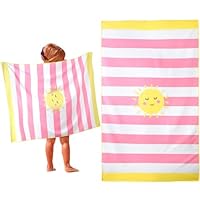 HunnmingRe Christmas Kids Beach Towels Girls Boys Cute Beach Towel 50 x 30 Inch Absorbent Quick Dry Microfiber Pool Bath Supplies for Kids Party Swimming Camping(Pink, Sun)
